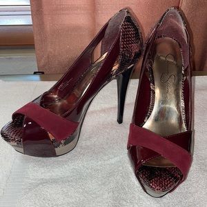 Jessica Simpson Suede Snakeskin Platform Heels